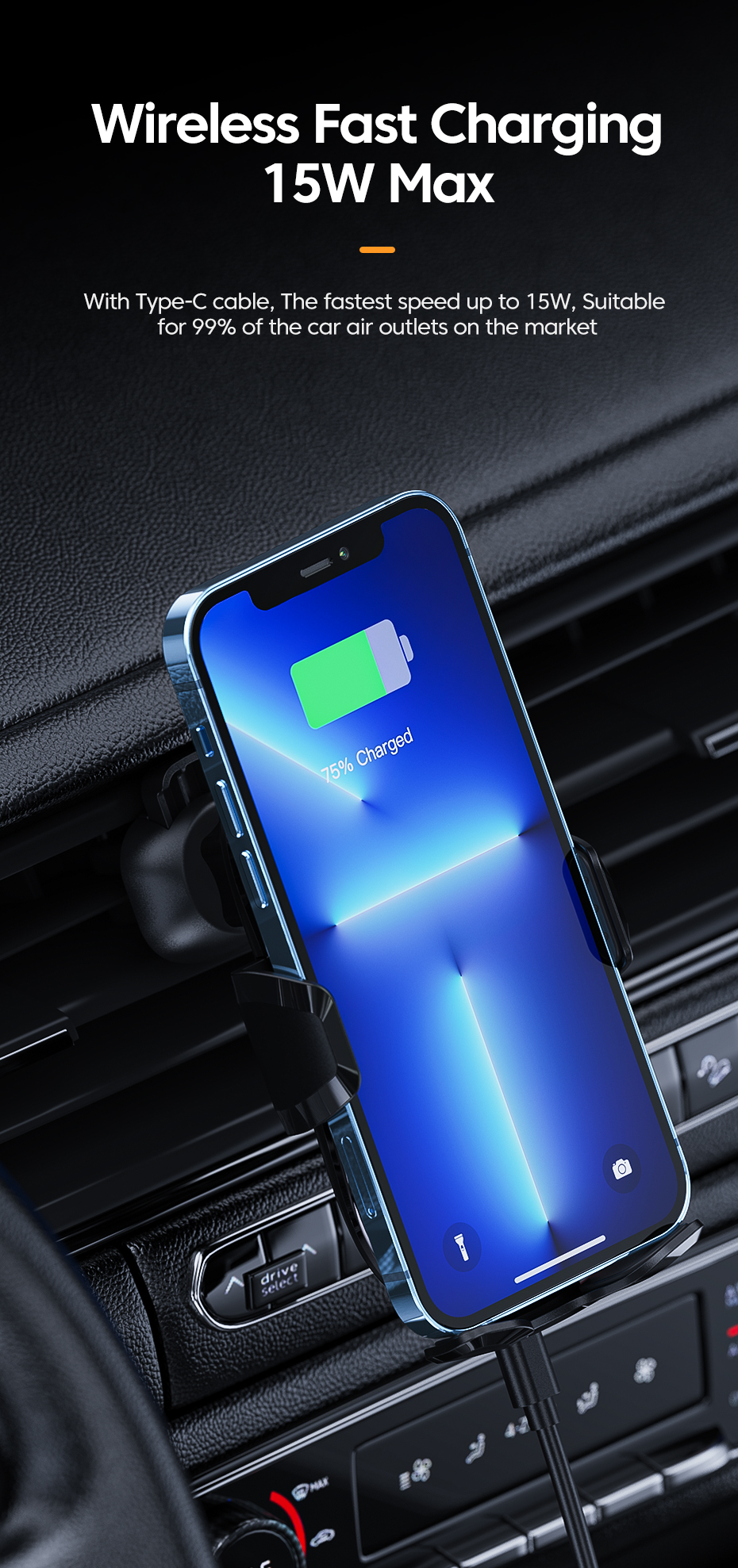Essager 2022 Premium Air Vent Infrared Control Cell Phone Holder Fast Charging Mount 15W Qi Wireless Charging Holder For Car