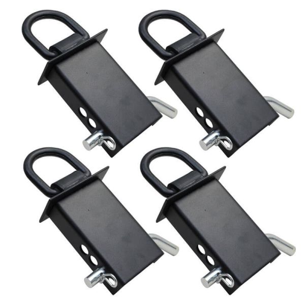 Removable D-Ring Tie-Downs for Stake Pockets – Flatbed & Utility Trailers, Includes Hitch Pin, Black Heavy-Duty, Factory Direct OEM Customizable