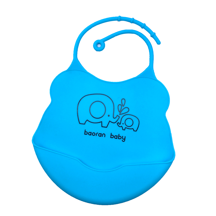 Custom Printing Best Fancy Fold-able Collapsible Comfort Waterproof Easily Wipes Clean Baby Silicone Bib with Pocket