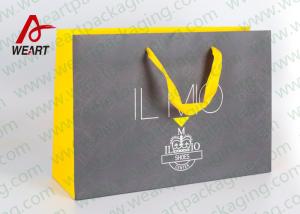 China Printed Foil Logo Ribbon Paper Bag Customized Collapsible Shopping Bag wholesale