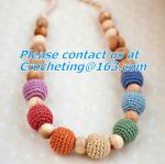 Ivory Nursing Necklace Crochet Bead Breastfeed Necklace Beige Wood Breastfeeding