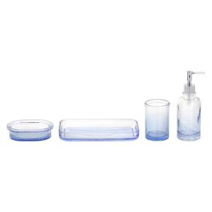 China Ombre Blue Glass Bath Accessories Set For Home Hotel Bubble Effect wholesale