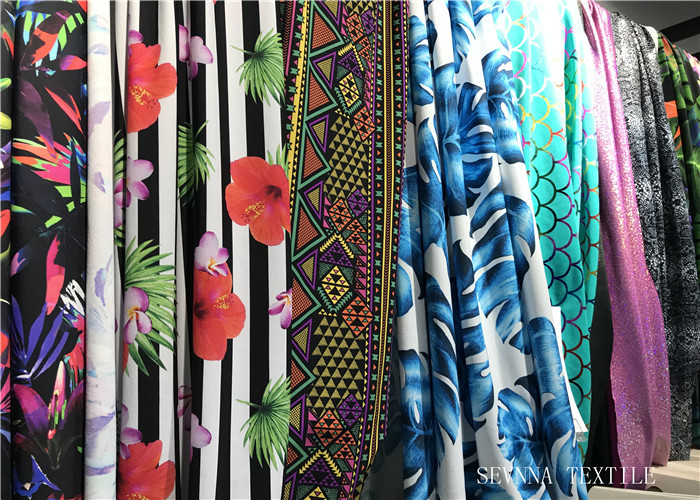 Two Way Stretch swimsuit knit fabric Bright Neon Fluo Colors Printed Digital