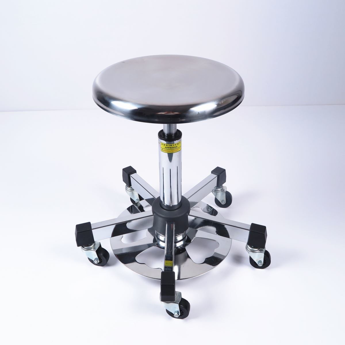 Silver Stainless Steel Anti Static Stool Height Adjustable For Clean Room