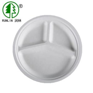 China Biodegradable disposable sugarcane fiber 3 compartments divided food tray wholesale