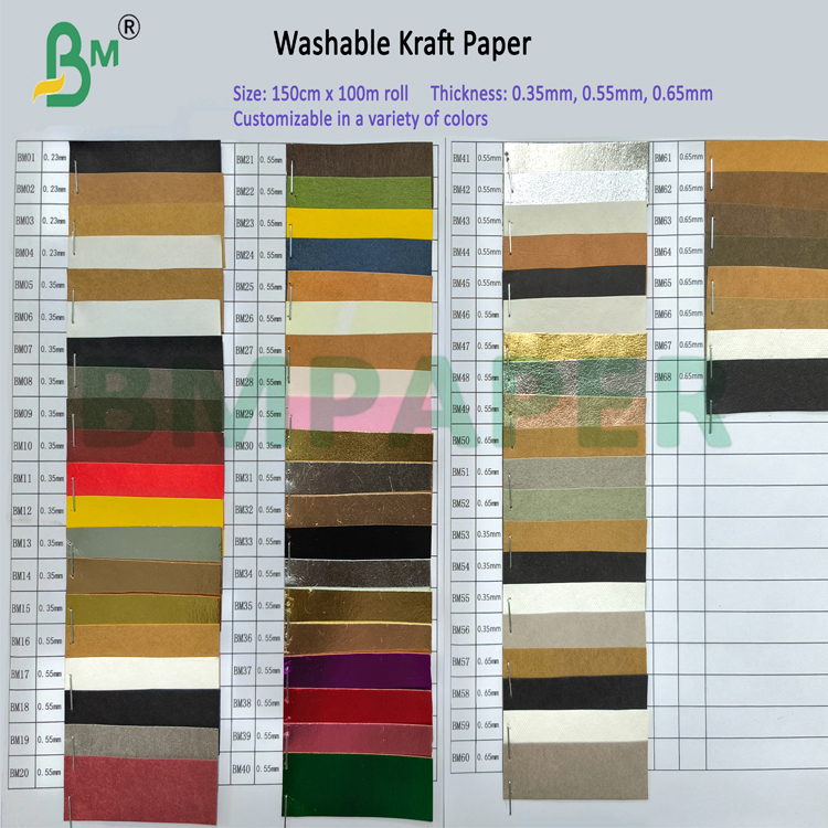 0.55mm High Stiffness Unique Texture Washable Kraft Paper Rolls