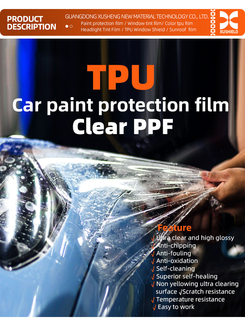 Xushield Ppf film 7.5Mil 6.5 Mil Anti Scratch Heat Repair Clear nano ceramic paint protection film TPU ppf for car