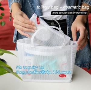 China cosmetic PVC mesh bag, vinyl pvc zipper blanket bags/small mesh zipper bags/zipper bag, Mesh Makeup Brush Organizer Trav wholesale