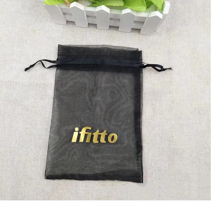 Custom Logo Printed Solid Organza Drawstring Dust Bag Mesh Gift Pouch