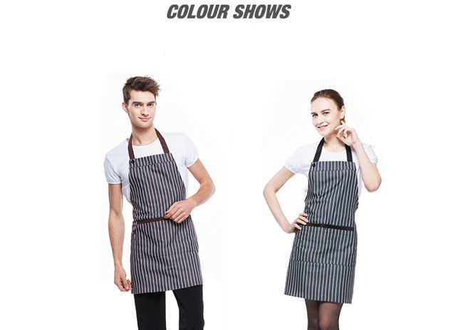 Black And White Stripes Kitchen Cooking Aprons Adjustable With Widen Strap Design
