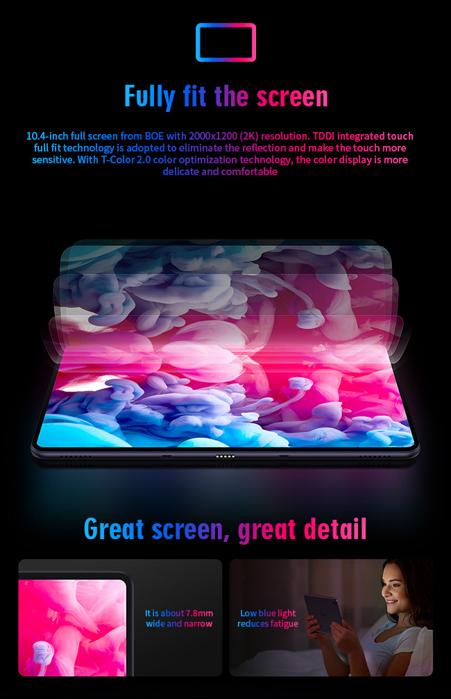 Android 10.0 3C Electronics 10.4 Inch Gesture Touch Dark Mode 4G Full Network Tablet