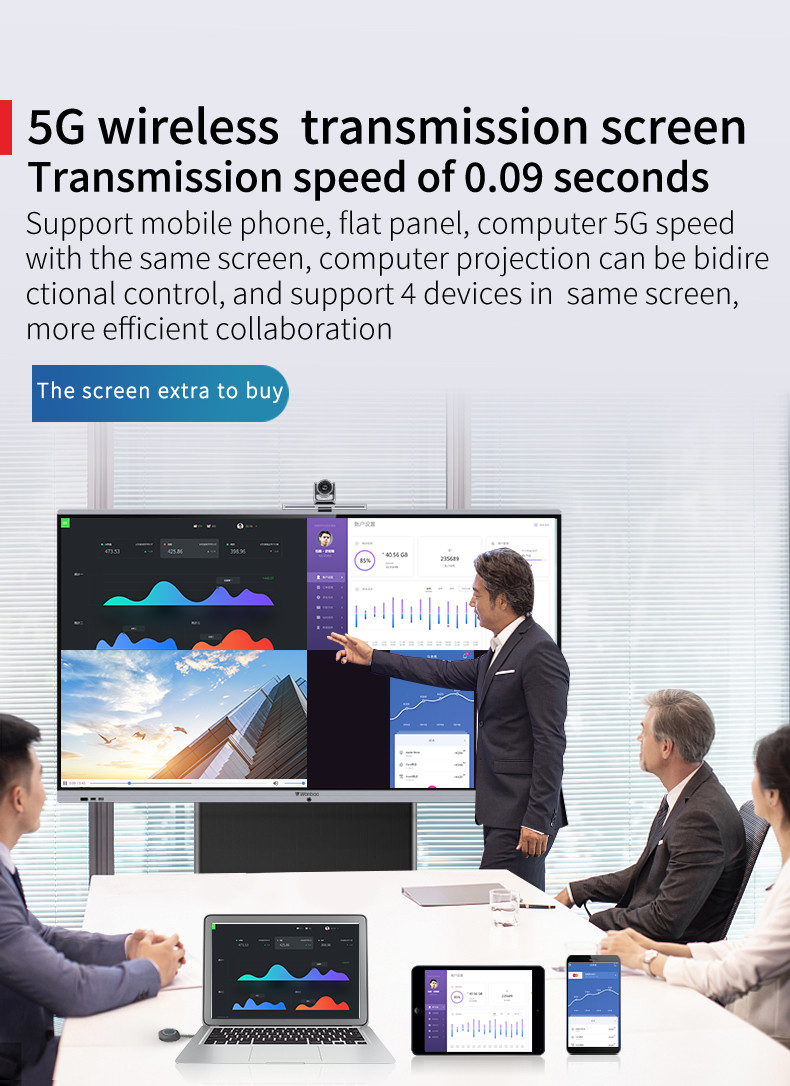 Aluminum Alloy Frame 55'' Electronic Smart Interactive White Digital Board