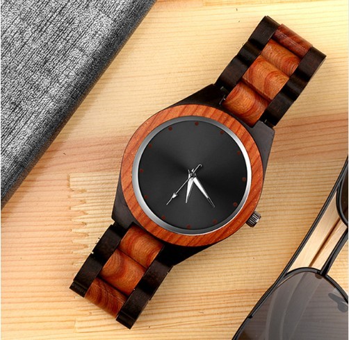 Custom Logo Wooden Mens Quartz Watch With Analog Dial Display , 2 Year Battery Life