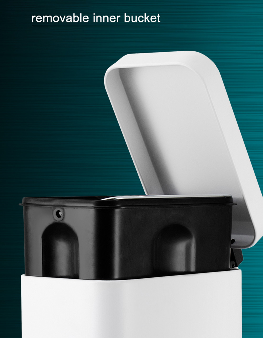 Stainless Steel Foot Pedal Trash Bin 5L Rectangular with Soft Close Lid
