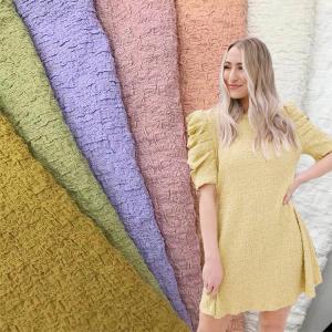 China 180-300gsm 100% Polyester Pleated Stretch Knitted Fabric Plain Crinkle Material wholesale