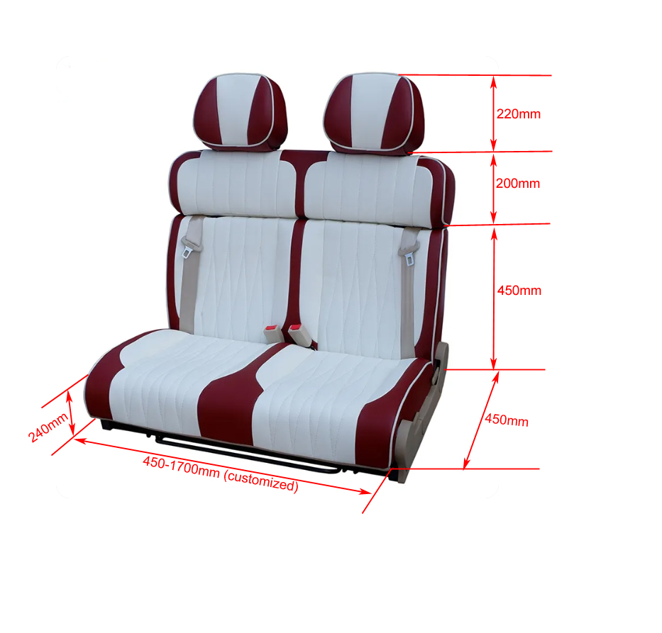 PU Leather Modified RV Van Seats Blue Orange Campervan Double Seat