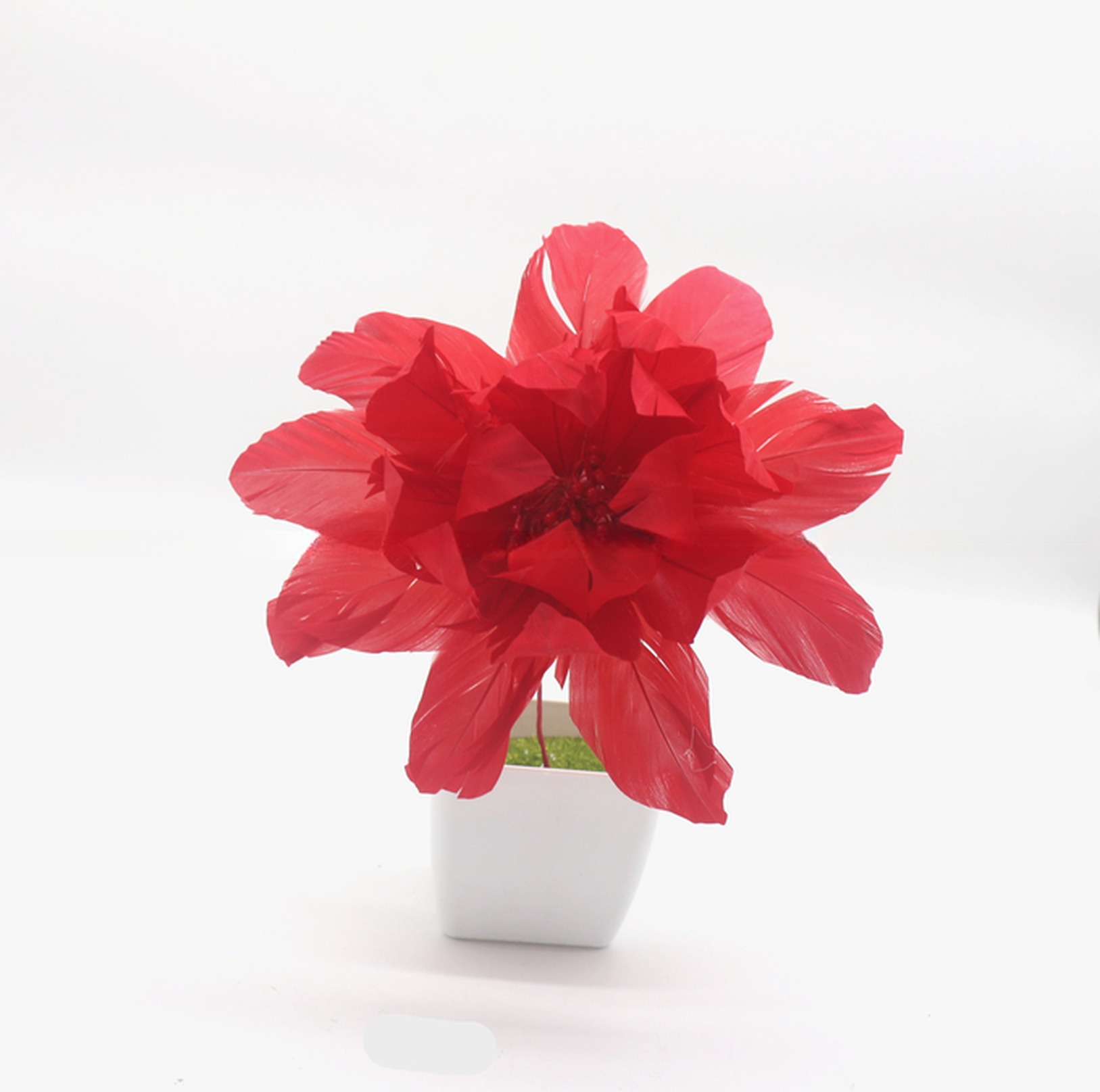 Wedding Decoration Goose Feather Flower Mount with Dyed Pattern and Wire Accessory