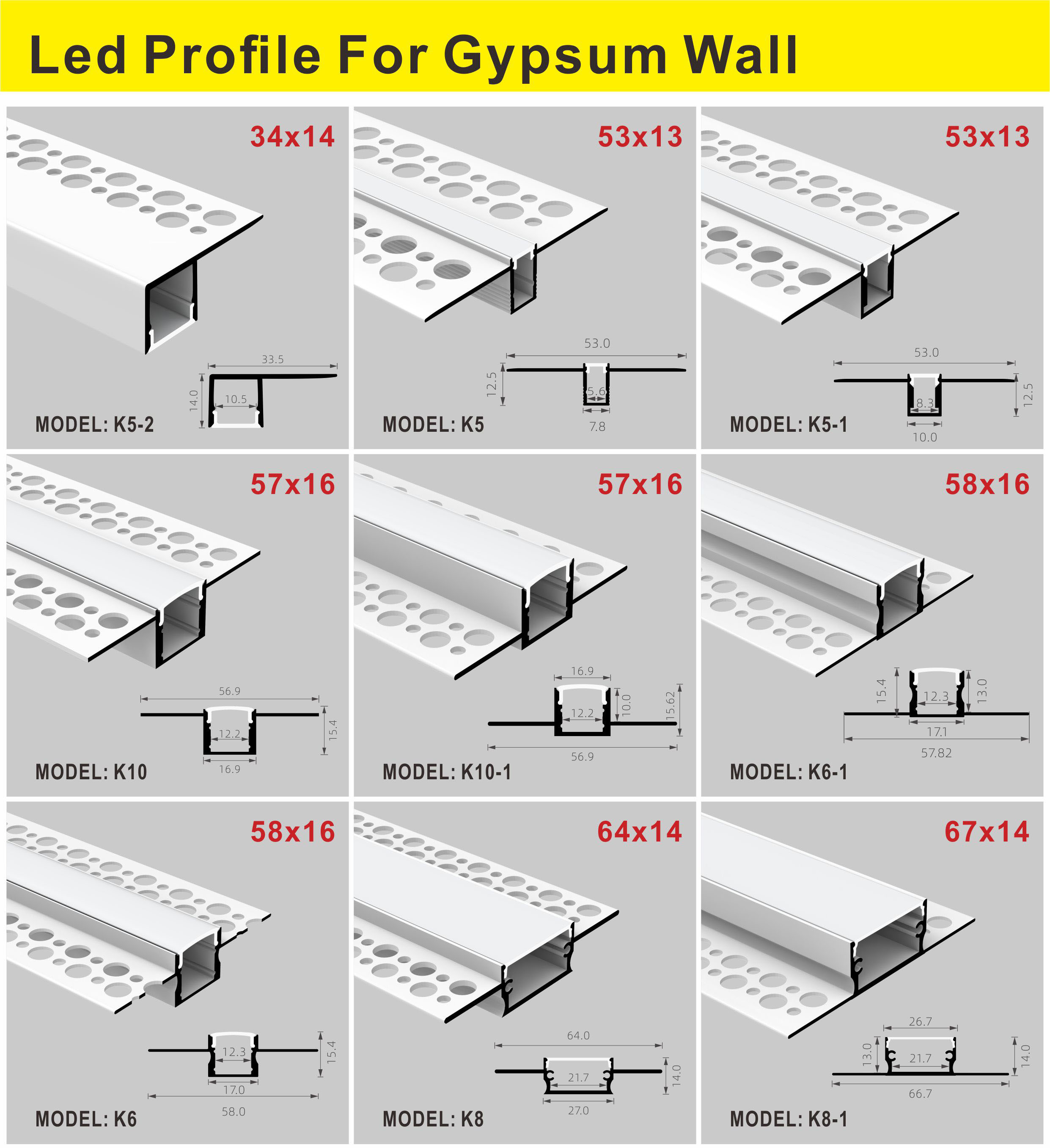 T5 Aluminum Gypsum Led Strip Plasterboard Profile Wall Mounted