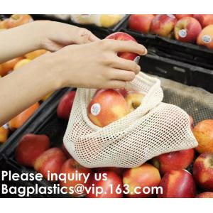 Reusable And Organic Natural Long Handle Cotton Mesh String Net Shopping Bag