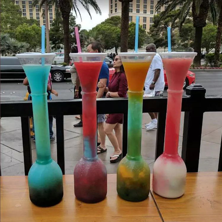 Novelty Long Neck Party Yard Cups Cold Drinking Plastic Slush Cup