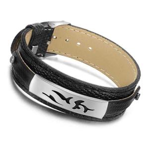 China Tagor Stainless Steel Jewelry Super Fashion Silicone Leather Bracelet Bangle TYSR035 wholesale