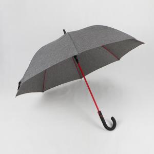 China Polyester Personalised Golf Umbrella , Grey Black Umbrella With Curved Handle wholesale