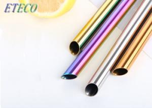 China 12mm Metal Milkshake Straws , Bevel Cut Stainless Steel Beverage Straws wholesale