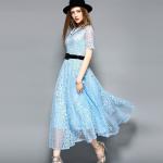 Black wholesale Belted Lace Dress for Women Clothing with zipper