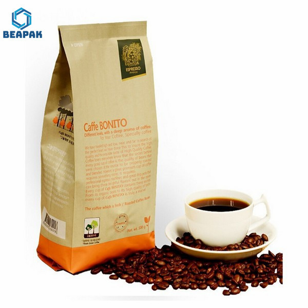 Printed Kraft Paper 180 Micron One Way Valve Coffee Bags