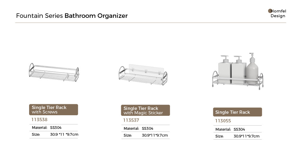 2 tiers Easy Install Wall-Mounted Shower Caddy stainless steel Organizer Rack for Bathroom