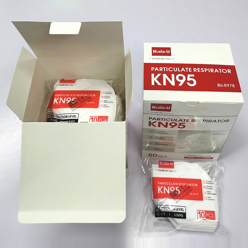 Folding Earloop KN95 Face Mask Respirator Meltblown Fabric High Filtration Efficiency