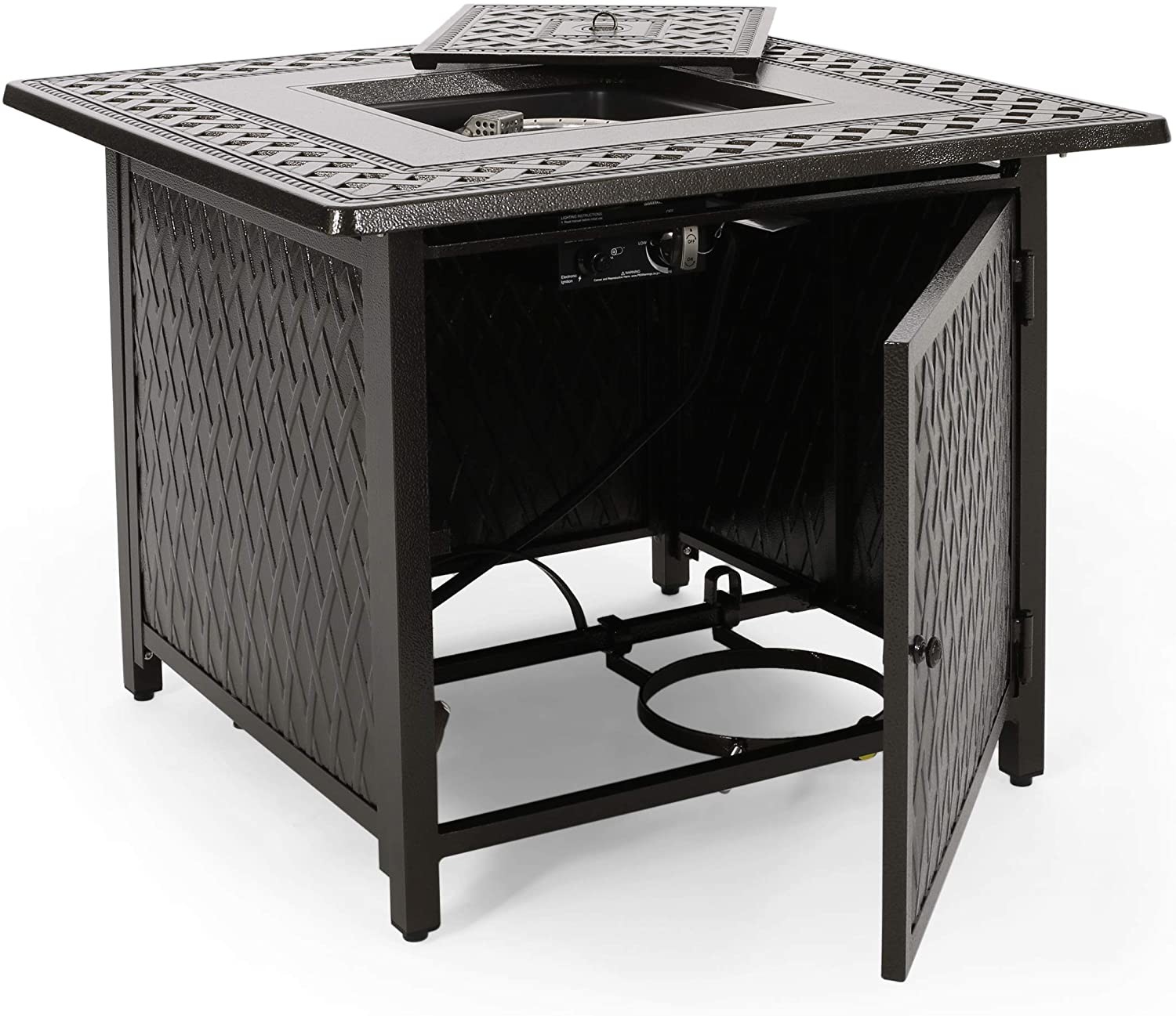 Square Aluminum Natural Gas Garden Table Fire Pit Customized Size For All - Season
