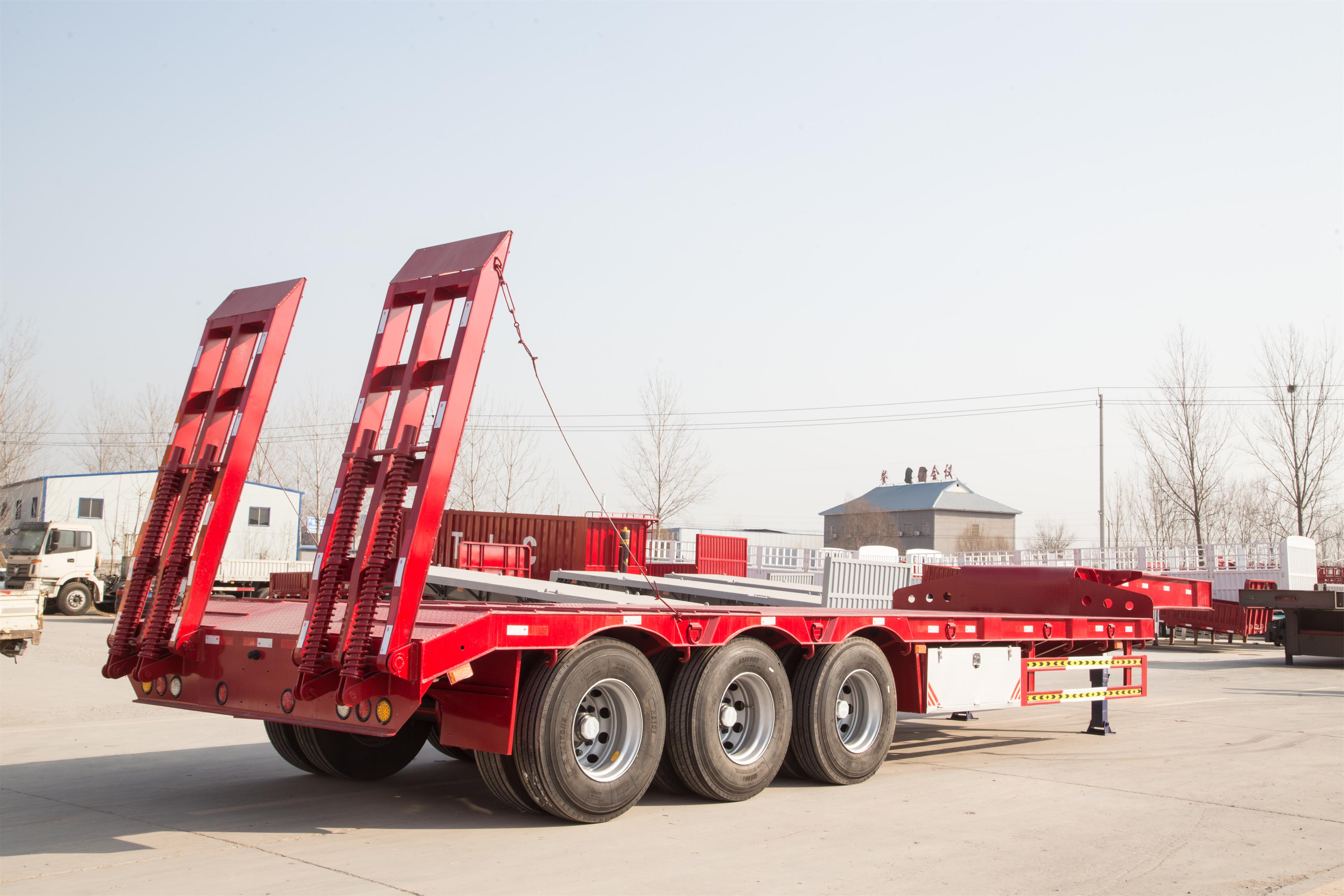 Front Loading Lowboy Trailer 4 axle 120ton Detachable Gooseneck Hydraulic Removable Drop Deck Lowbed Trailer for Kenya