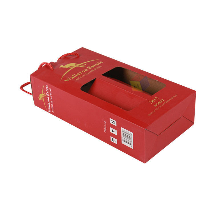 Wholesale Custom Corrugated Cardboard 2 Wine Bottle Shipping Boxes Wine Gift Box Packaging With Handle