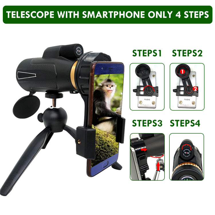 12x50 bak4 High Definition Monocular Telescope For Sale 40X60