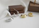 Lanciashow 925 Solid Silver Gold Plated Jewelry Hoop Earrings Simple Concavo