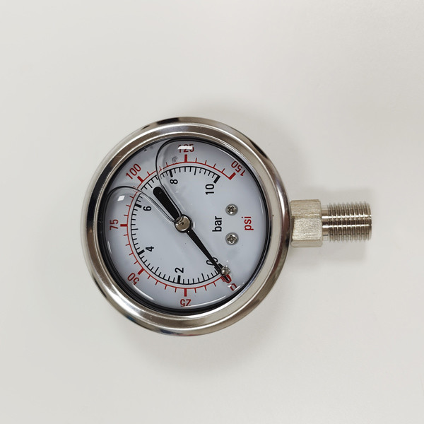 Brass Connection Air Vacuum Filled Oil Pressure Gauge 10 Bar 150 Psi Water