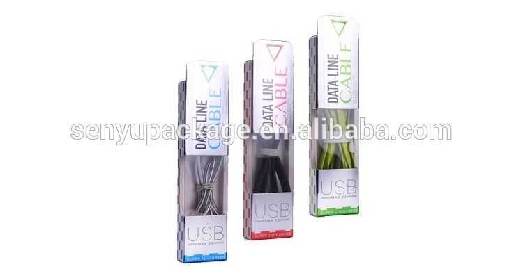 Custom Design USB Date Cable/Electronics Packaging Box with Clear PVC Window