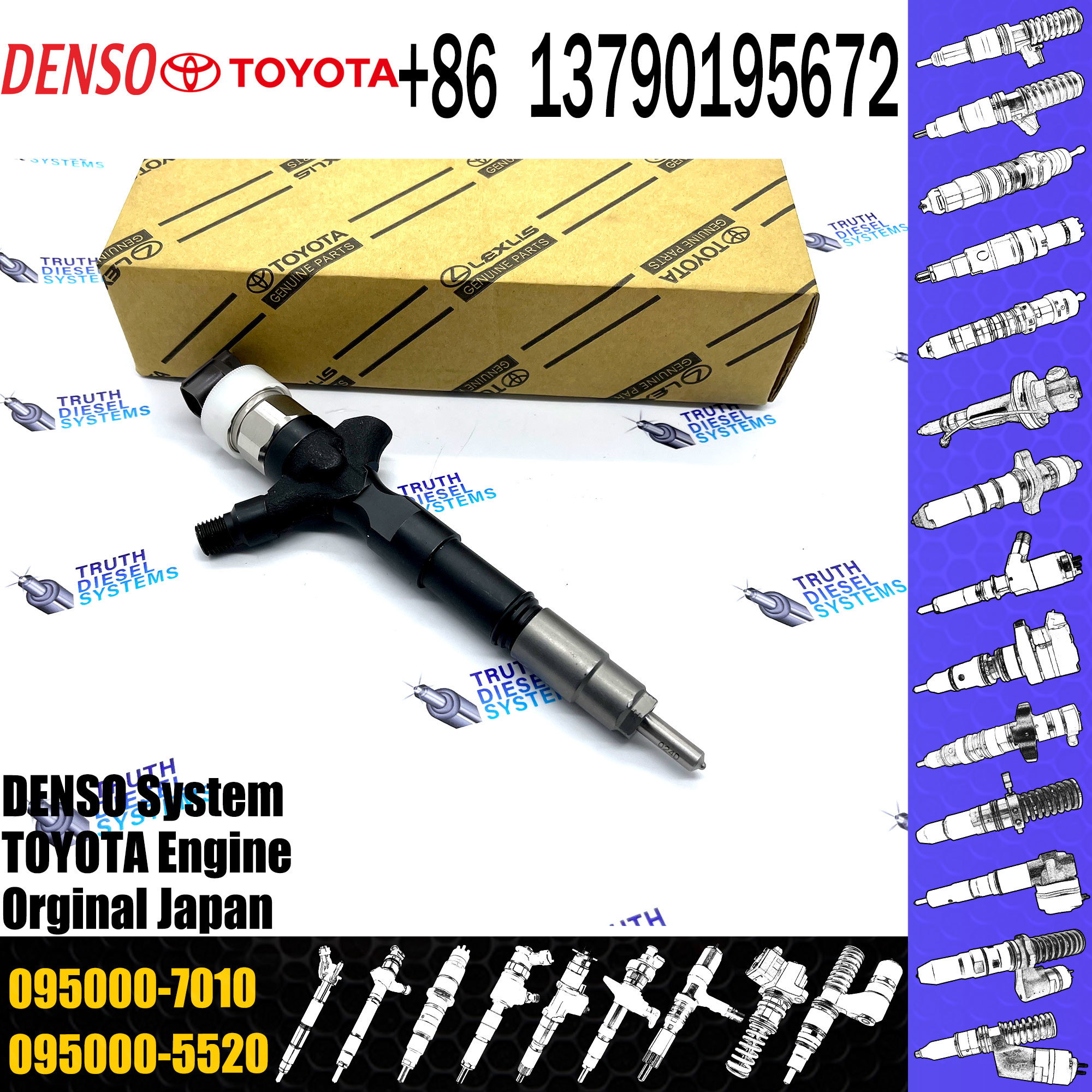 D-ENSO 095000 7010 23670 39165 New Diesel Fuel Injector 095000-7010 For T-oyota 2KD Engine 095000-7010 2367