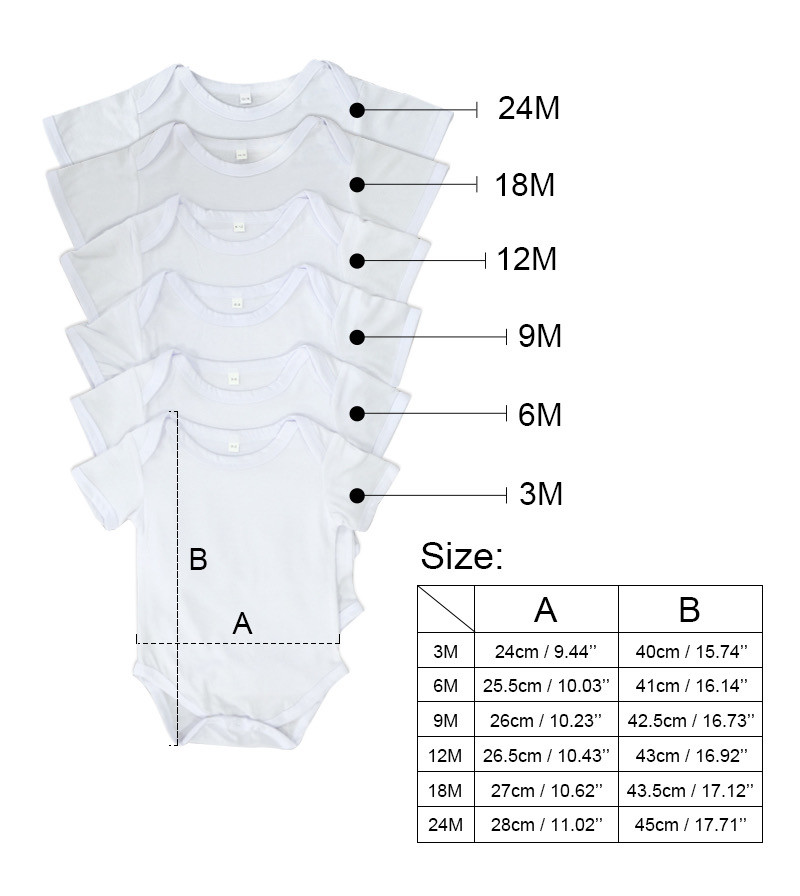 Colored Baby Sublimation Bodysuit Romper For Sublimation Photos Printing