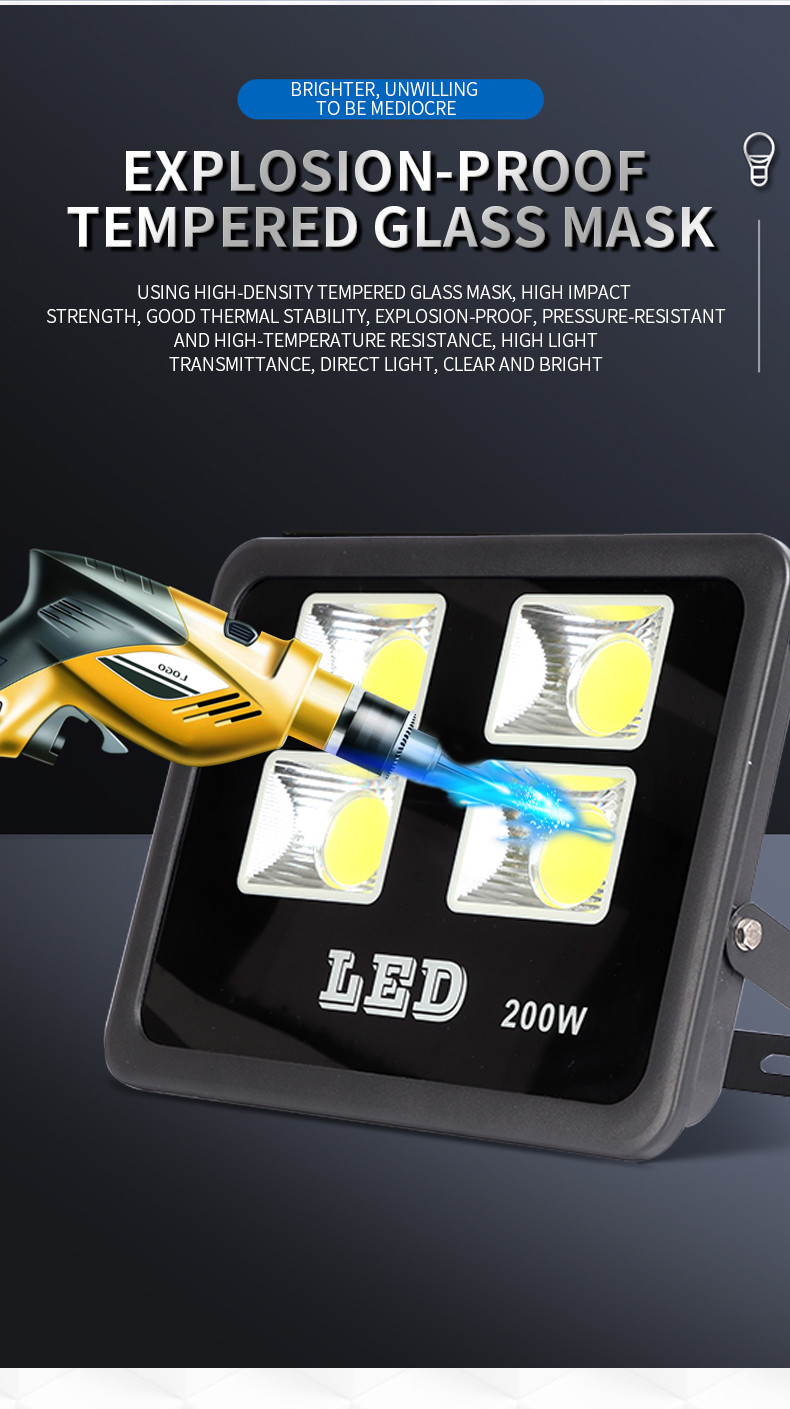 Waterproof AC LED Flood Light 200W Ip65 Ip66 Ip67 3000K 4000K 6000K