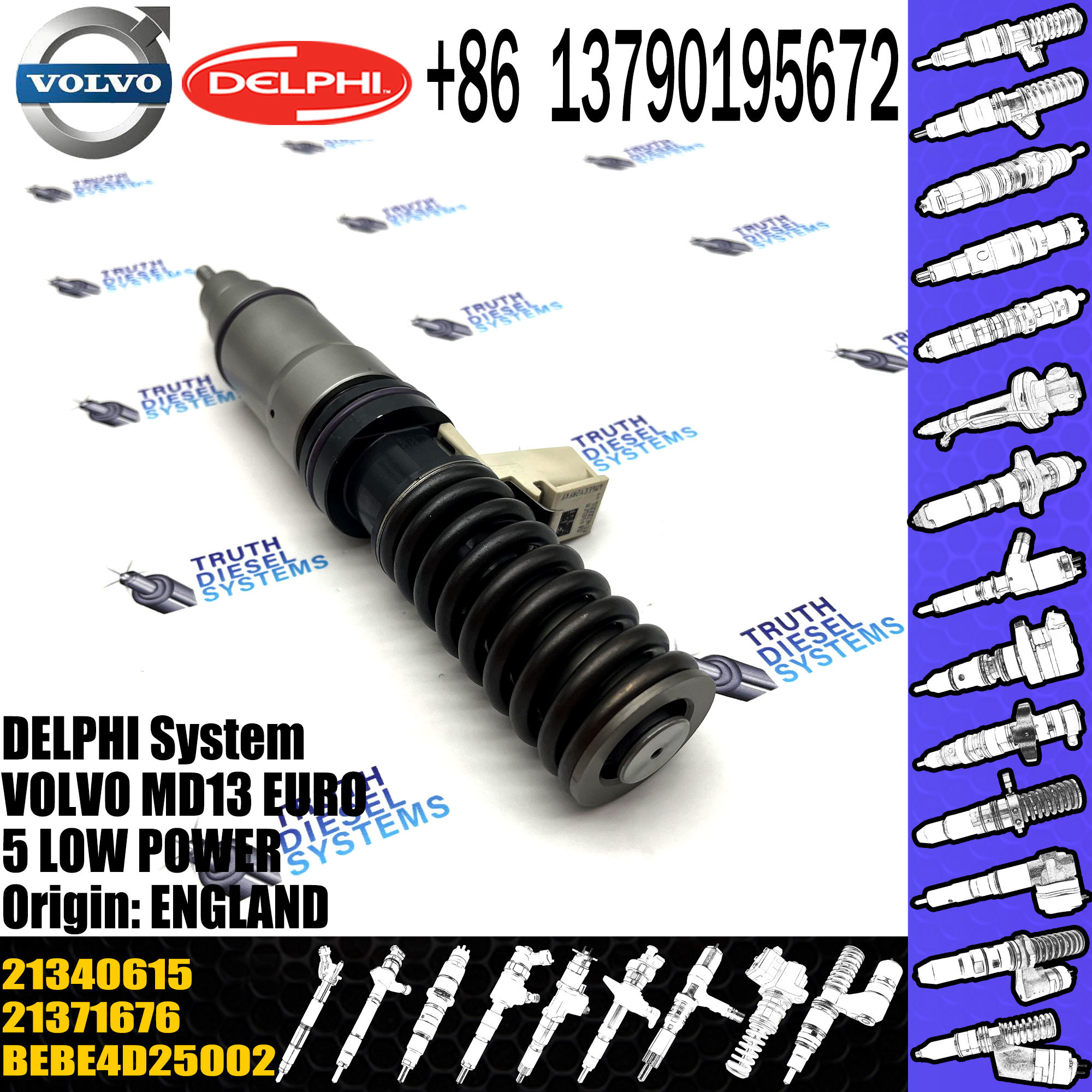 Diesel Fuel Injector 21371676 BEBE4D25002 BEBE4D25102 21340615 85003267 21340615 E3.18 for VOL MD13 EURO 5 MED POWER
