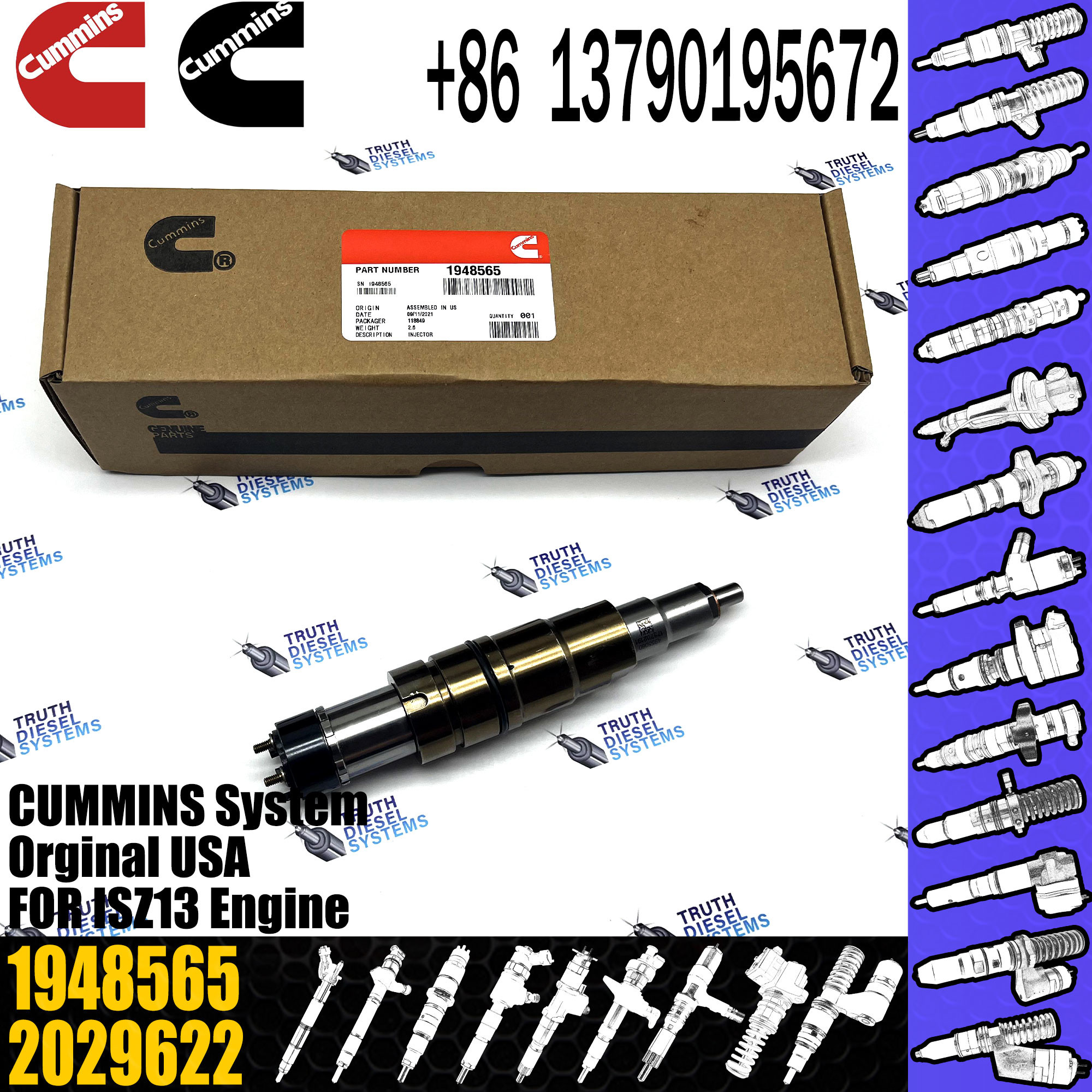 2029622 Genuine Diesel Common Rail Fuel Injector 1948565 2030519 2031836 2031835 2086663