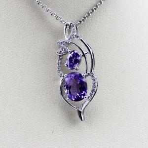 Sterling Silver Yellow Citrine Cubic Zircon Pendant Necklace (PSJ0383)