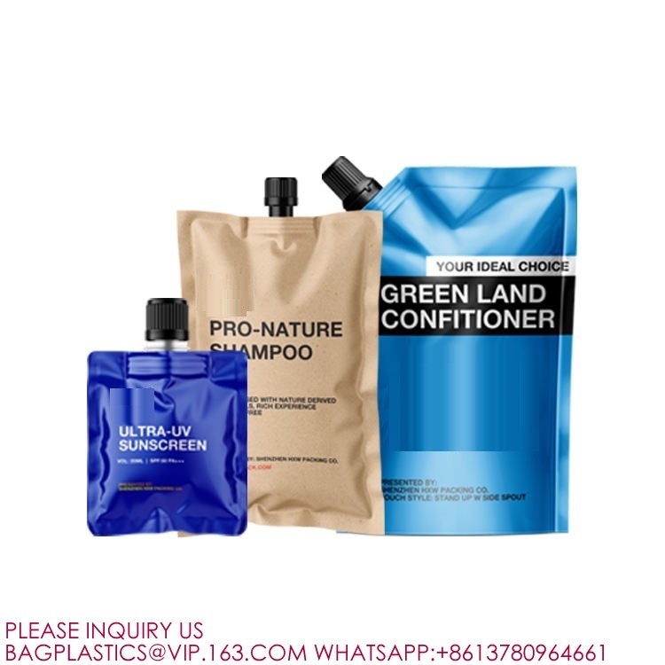 Custom Print Recyclable Refillable Mylar Standup Spout Pouch Bags Shampoo Cosmetics Pack