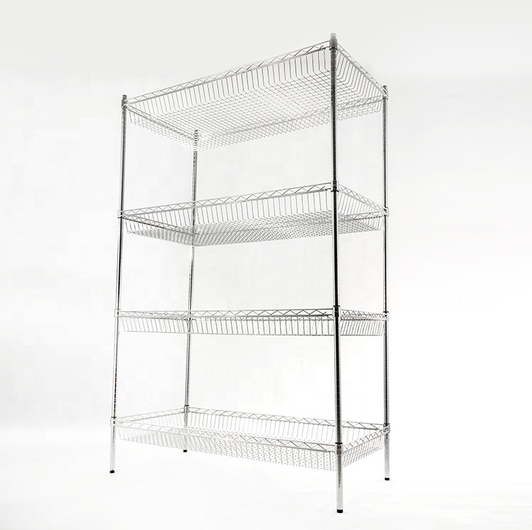 600MM 1.2M Chrome Metal Storage Shelves Heavy Duty 4 Tier Metal Shelving Unit Rack