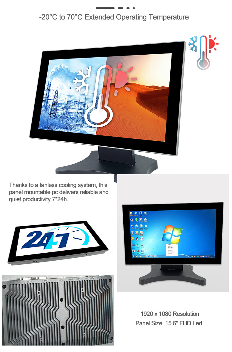 Embedded Aio Touchscreen Computer , TPM 2.0 15.6" All In One Desktop Touch Screen