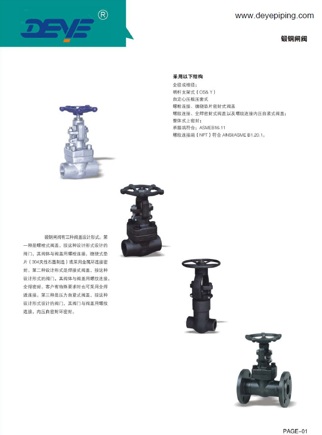 DN15-DN1200 API6D Oil Gas Valve Forged Steel Gate Valve With Counter Flanges Fogvc-0016-1