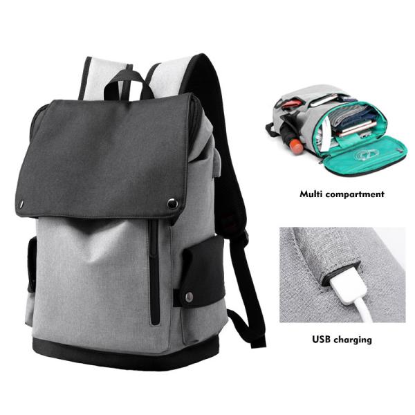 Factory wholesale high quality fashion waterproof USB trend mens school bags