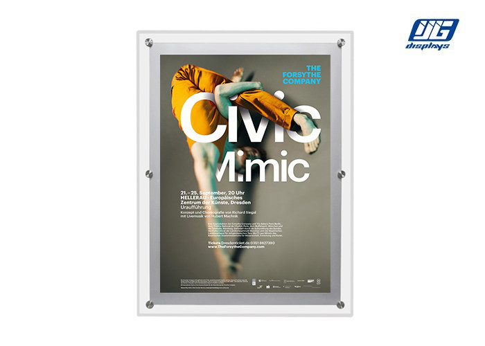 Super Thin Clear Acrylic Advertising Light Box A4 6000 - 6500K Energy Saving